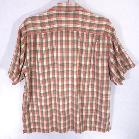 Tommy Bahama Shirt Mens XL Red Gray Plaid 100% Silk Short Sleeve Button Up - Picture 3 of 7